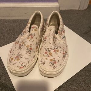 Vans Floral Slip-On Sneakers - Cream and Multicolor